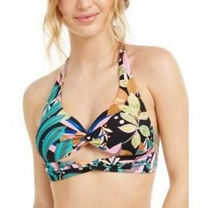 MSRP $44 Bar Iii Hidden Jungle Printed Keyhole Halter Bikini Top Size Large